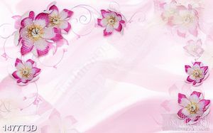 Tranh 3d  trang trí bông hoa màu hồng dính kim cương