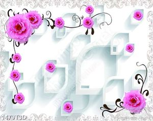 Tranh 3d nghệ thuật những bông hoa hồng trên tường