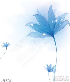 Tranh 3d  trang trí bông hoa phù du màu xanh dương