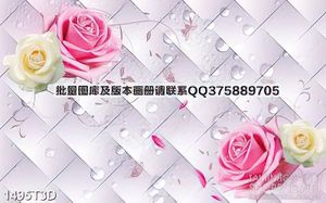 Tranh 3d  trang trí những bông hoa hồng bên giọt nước