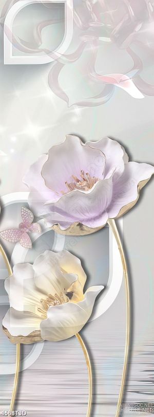 Tranh 3d treo tường bông hoa khoe sắc trong hồ nước