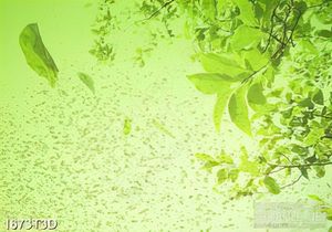 Tranh 3d nghệ thuật những chiếc lá xanh bay trong gió