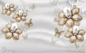 Tranh 3d nghệ thuật những bông hoa bên đàn bướm dáp vàng