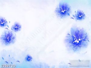 Tranh 3d  trang trí những bông hoa phù du màu xanh lam