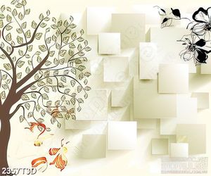 Tranh 3d nghệ thuật cánh hoa cánh mỏng bên thân cây lớn