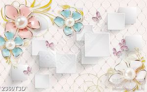 Tranh 3d treo tường bông hoa đính ngọc và ô hình vuông
