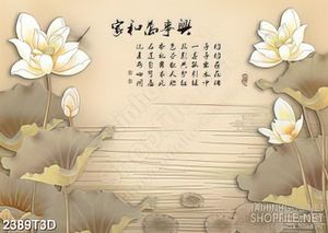 Tranh 3d nghệ thuật những bông hoa sen trắng trên mặt hồ