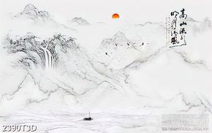 Tranh 3d dán tường bông đàn cò trắng bay trên dòng sông