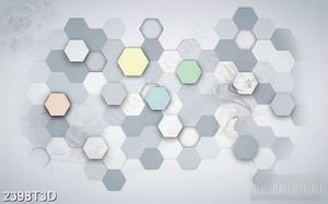 Tranh 3d dán tường những hình tứ giác nhiều màu sắc