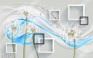 Tranh trang trí tường hoa bồ công anh và ô vuông