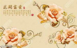 Tranh 3D hoa hồng thư pháp đẹp
