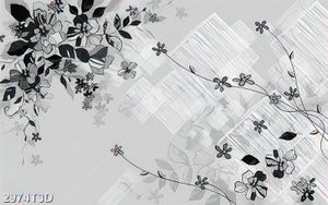 Tranh dán tường hoa màu đen trắng đẹp