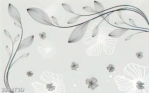 Tranh file gốc dán tường hoa và lá ghép hiện đại