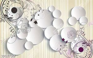 Tranh bếp họa tiết và hình tròn hiện đại