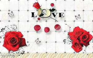 Tranh dán tường hoa hồng và chữa LOVE đẹp