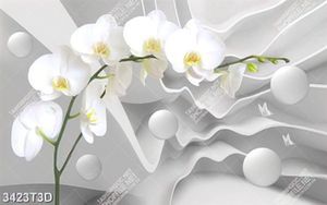 Tranh hoa lan trắng 3D in kính file gốc