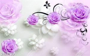 Tranh 3D hoa  hồng tím file PSD