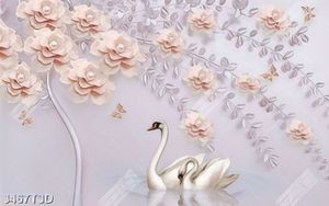 Tranh lụa hoa và thiên nga chất lượng cao in uv