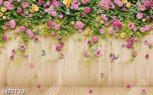 Tranh hoa hồng dây leo trên nền gỗ đẹp nhất