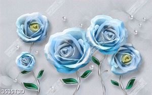 Tranh hoa hồng xanh và ngọc trai in uv đẹp nhất