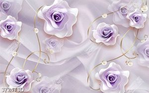 Tranh lụa hoa hồng tím chất lượng cao