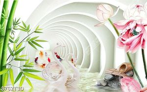 Tranh 3D hoa sen và cá chép trang trí bếp