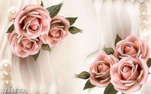 Tranh 3D hoa hồng trang trí bếp sang trọng