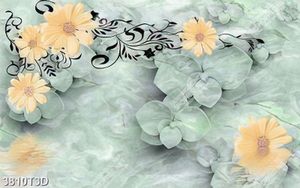 Tranh hoa lan và hoa cúc trên nền giả ngọc đẹp nhất in kính