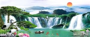Tranh thác nước phong thủy trang trí phòng khách
