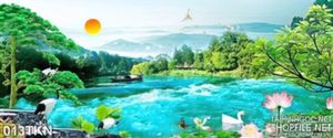 Tranh thác nước treo tường đẹp trang trí phòng khách