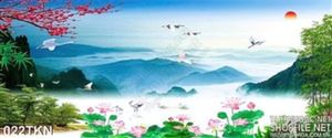 Tranh sơn thủy hữu tình trang trí phòng khách đẹp