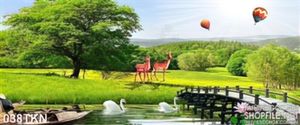Tranh khu rừng và đôi nai trang trí bếp