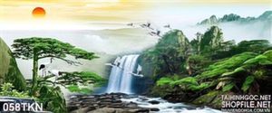 Tranh thác nước sơn thủy hữu tình trang trí phong khách