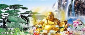 Tranh Phật Di Lặc và thác nước