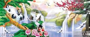 Tranh sơn dầu chim Hạc và cây Tùng