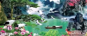 Tranh sơn thủy hữu tình và chim Hạc