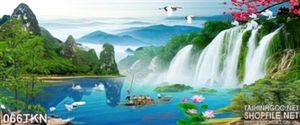 Tranh thác và chim Hạc trang trí tường đẹp