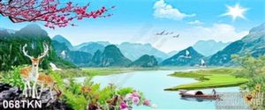 Tranh phong thủy và hoa đào đẹp nhất