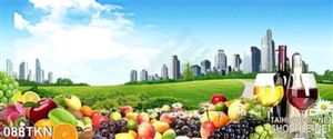 Tranh bếp rượu và trái cây