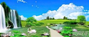 Tranh hoa Sen và thác nước trang trí phòng khách
