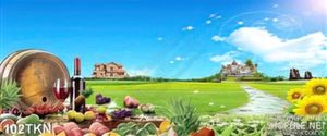 Tranh rượu vang và trái cây trang trí bếp