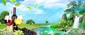Tranh rượu vang và thác nước đẹp nhất