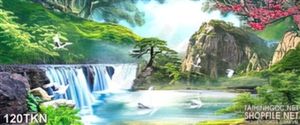 Tranh thác nước phong thủy trang trí phòng khách