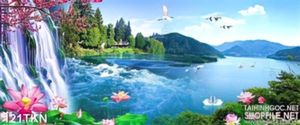 Tranh thác nước phong thủy trang trí bếp
