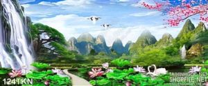 Tranh sơn thủy và hoa Sen đẹp nhất hiện nay