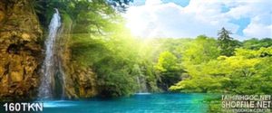 Tranh thác nước và bình minh đẹp nhất