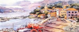 Tranh sơn dầu thành phố trên biển