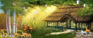 Tranh sơn dầu ngôi trong rừng