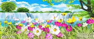 Tranh thác nước và hoa hồ điệp đẹp