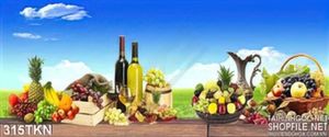 Tranh rượu vang và trái cây trang trí bếp